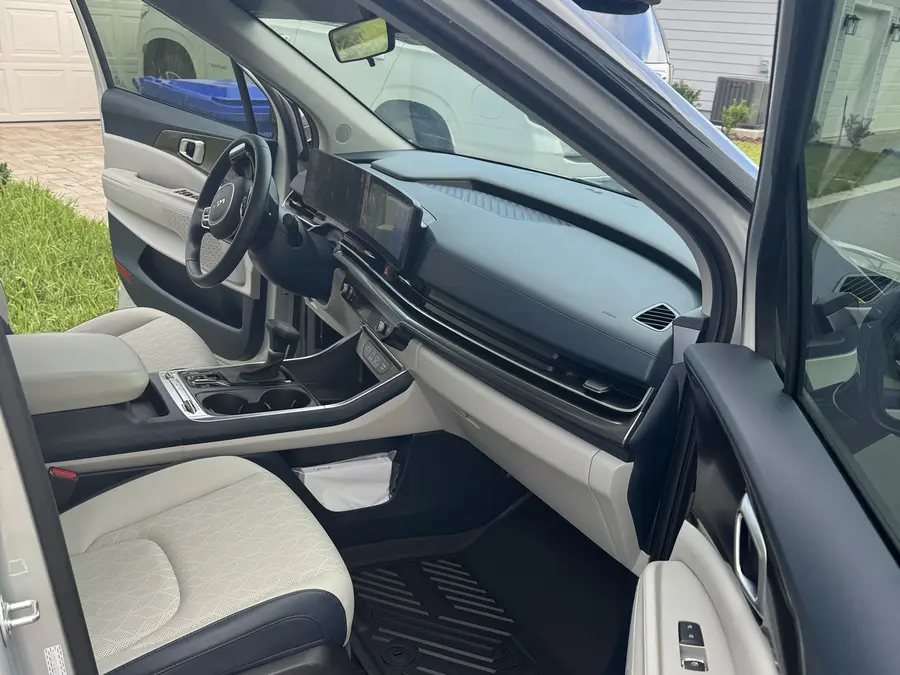 Full front cabin of a real customer vehicle after an interior detail