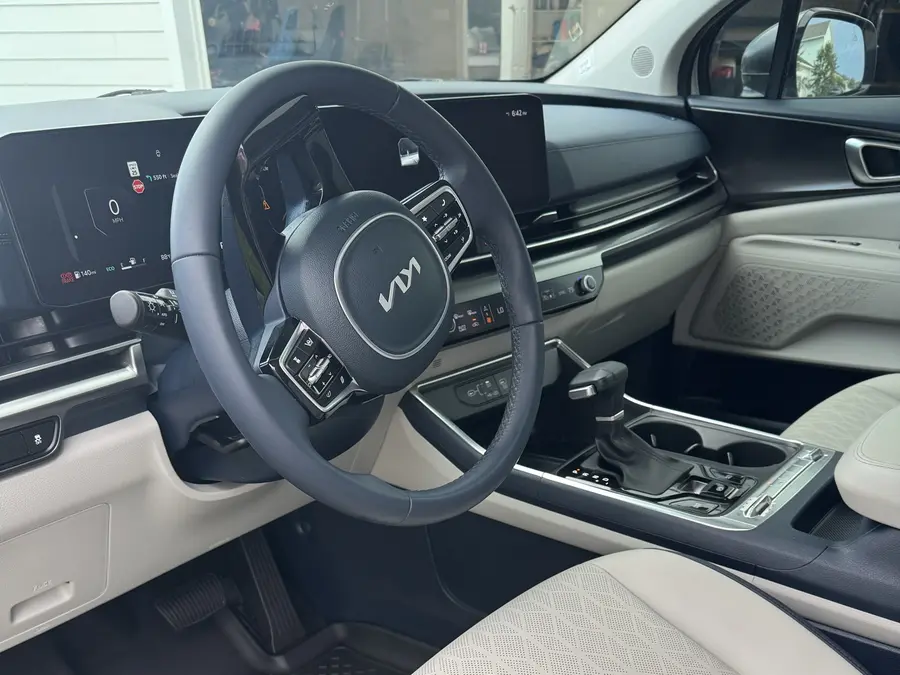 Real customer vehicle interior after a detail, dashboard and console cleaned